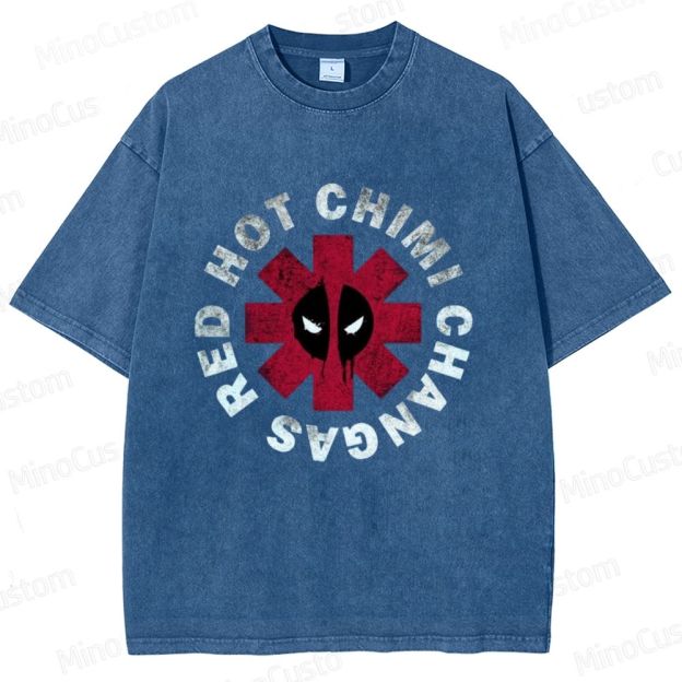 Deadpool Red Hot Chimi Changas Washed T - shirt
