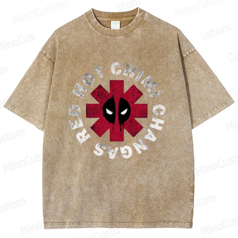 Deadpool Red Hot Chimi Changas Washed T - shirt