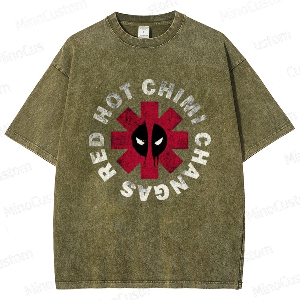 Deadpool Red Hot Chimi Changas Washed T - shirt