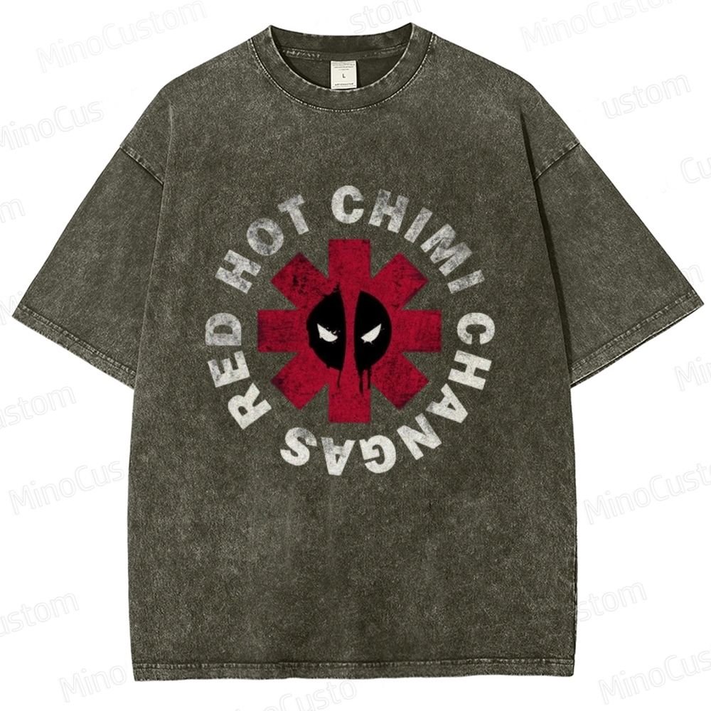 Deadpool Red Hot Chimi Changas Washed T - shirt