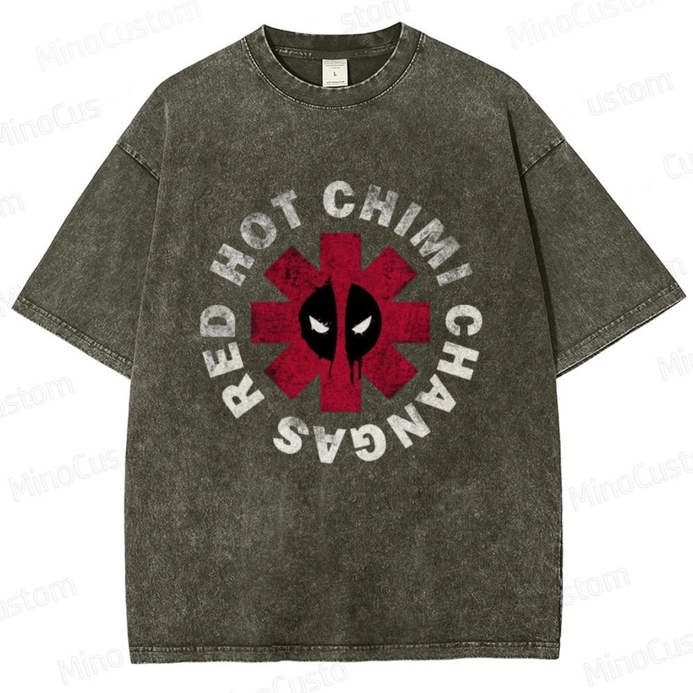 Deadpool Red Hot Chimi Changas Washed T - shirt