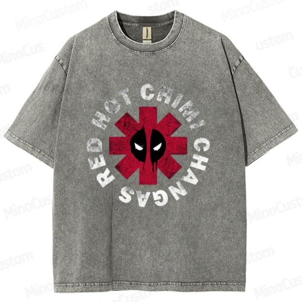Deadpool Red Hot Chimi Changas Washed T - shirt
