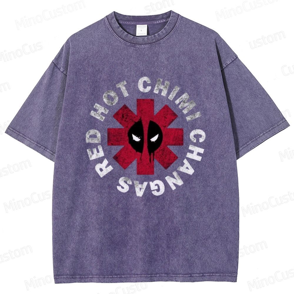 Deadpool Red Hot Chimi Changas Washed T - shirt