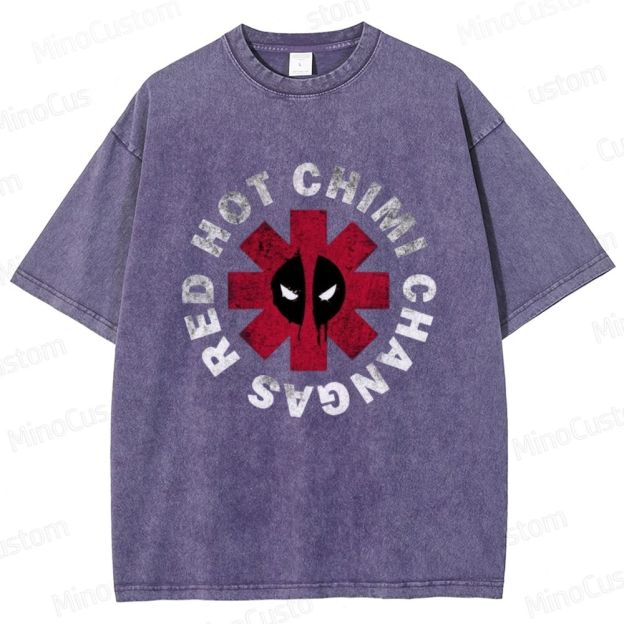 Deadpool Red Hot Chimi Changas Washed T - shirt