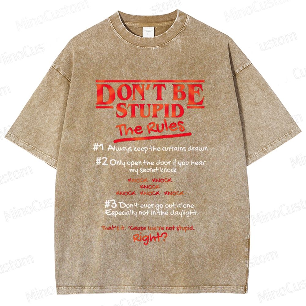 Stranger Things "Don't Be Stupid - The Rules" Graphic Washed T-Shirt