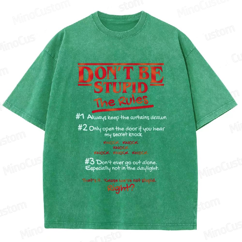 Stranger Things "Don't Be Stupid - The Rules" Graphic Washed T-Shirt