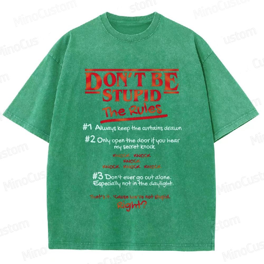 Stranger Things "Don't Be Stupid - The Rules" Graphic Washed T-Shirt