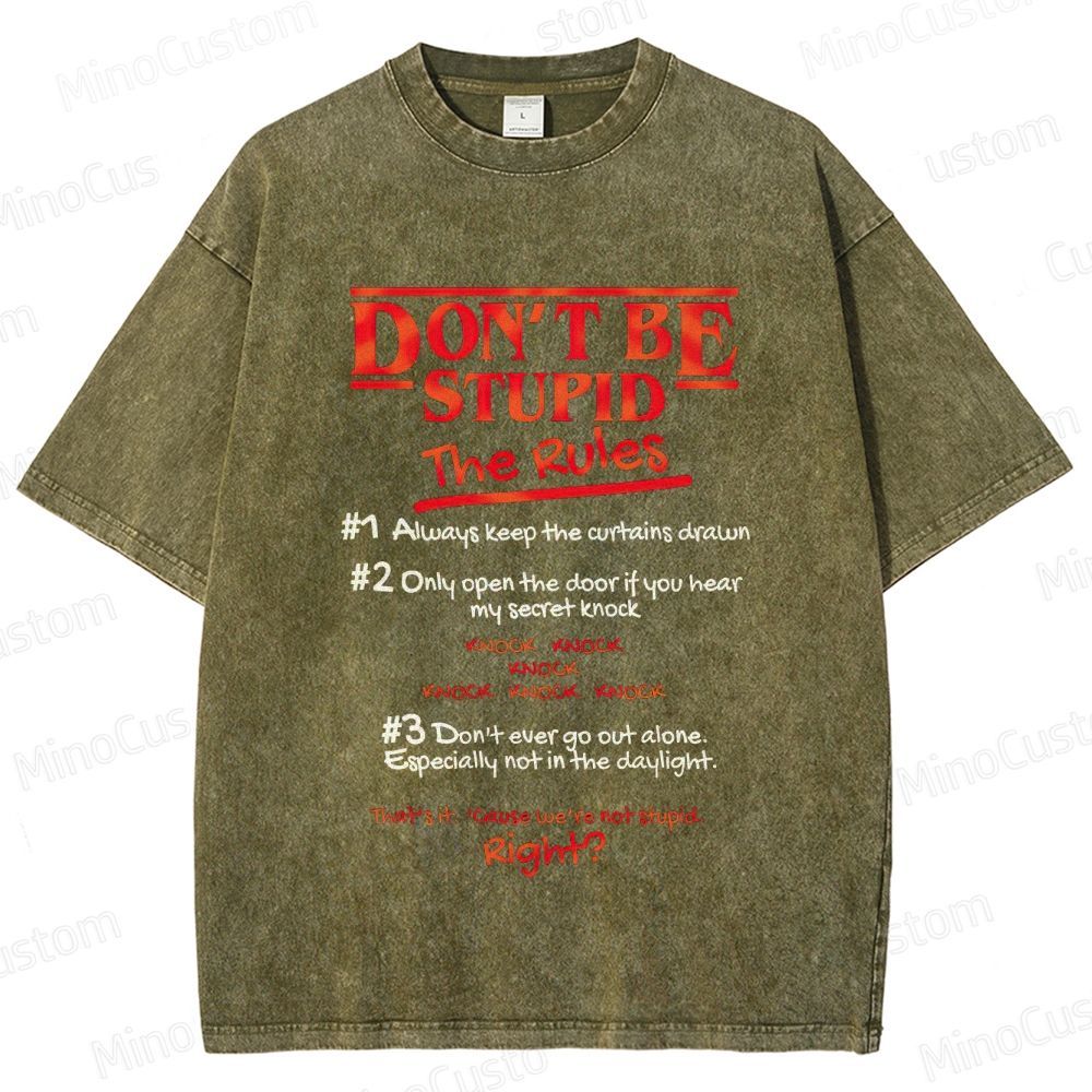 Stranger Things "Don't Be Stupid - The Rules" Graphic Washed T-Shirt