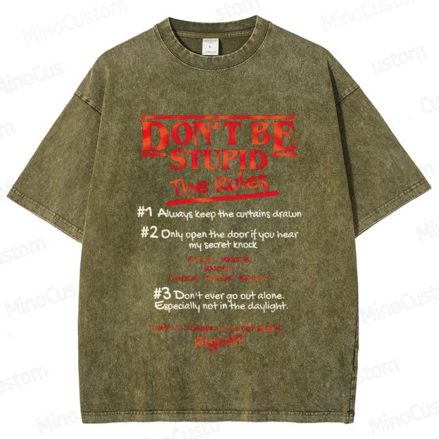 Stranger Things "Don't Be Stupid - The Rules" Graphic Washed T-Shirt
