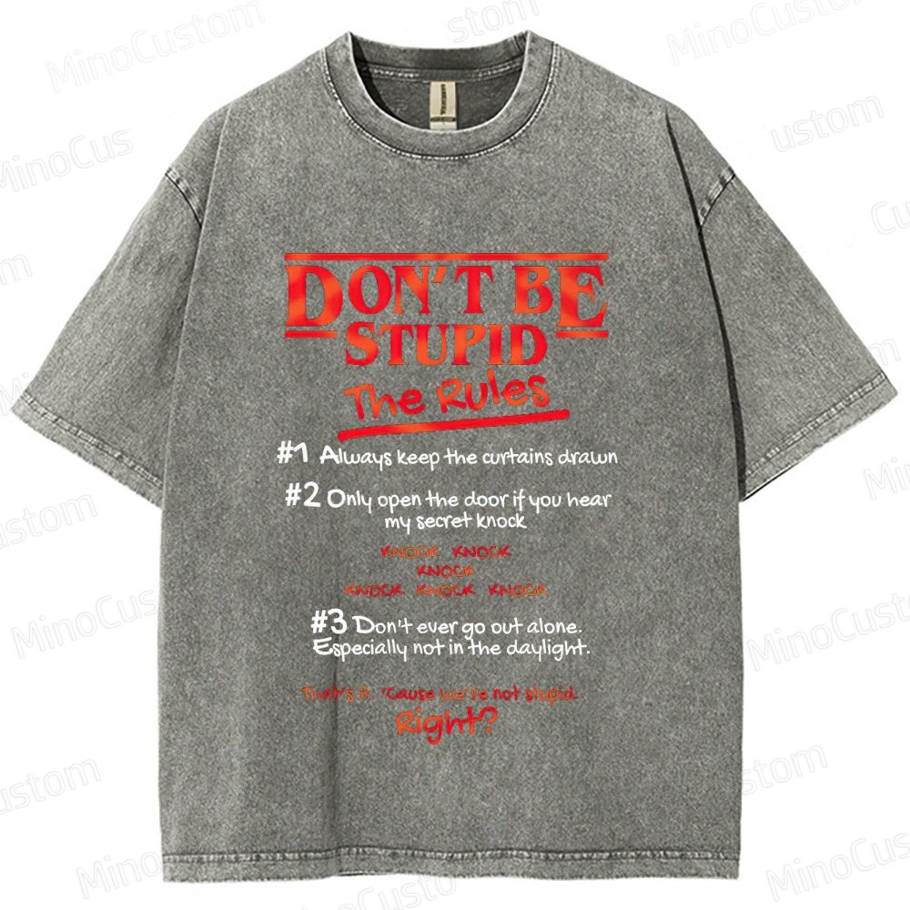 Stranger Things "Don't Be Stupid - The Rules" Graphic Washed T-Shirt