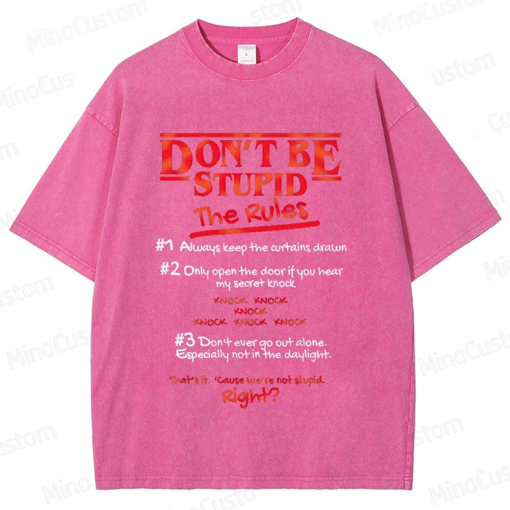 Stranger Things "Don't Be Stupid - The Rules" Graphic Washed T-Shirt
