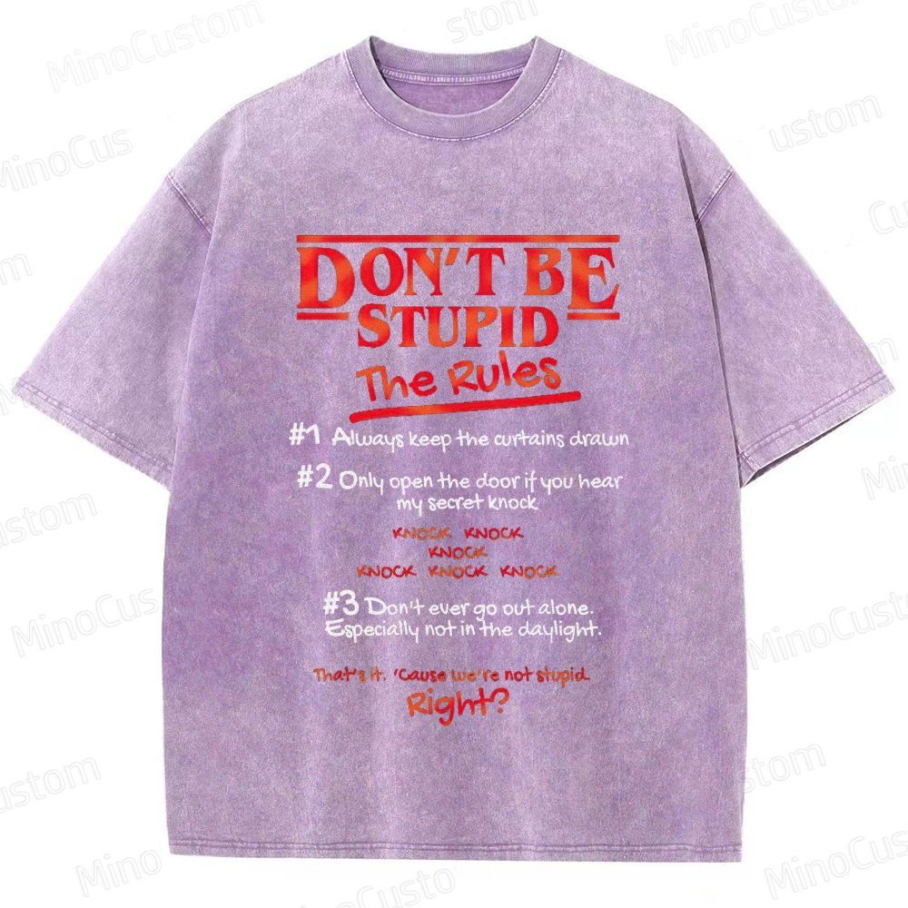 Stranger Things "Don't Be Stupid - The Rules" Graphic Washed T-Shirt