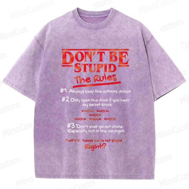 Stranger Things "Don't Be Stupid - The Rules" Graphic Washed T-Shirt