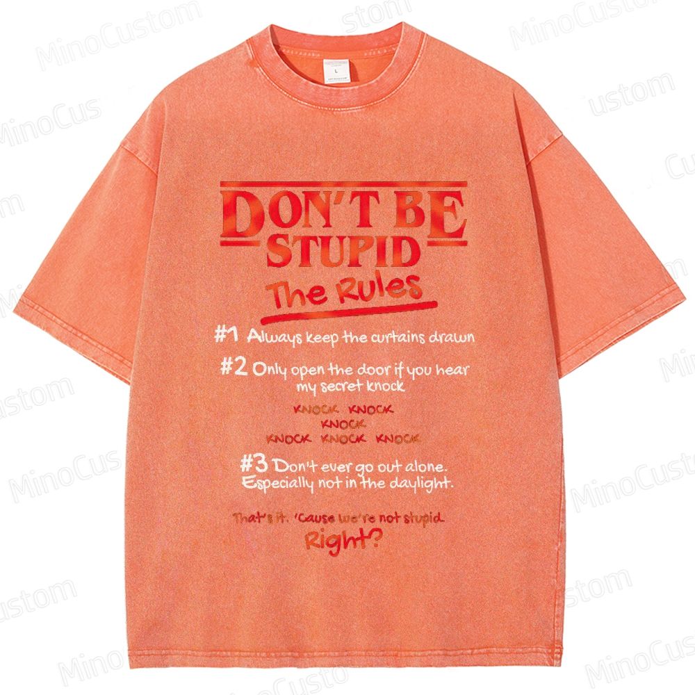Stranger Things "Don't Be Stupid - The Rules" Graphic Washed T-Shirt
