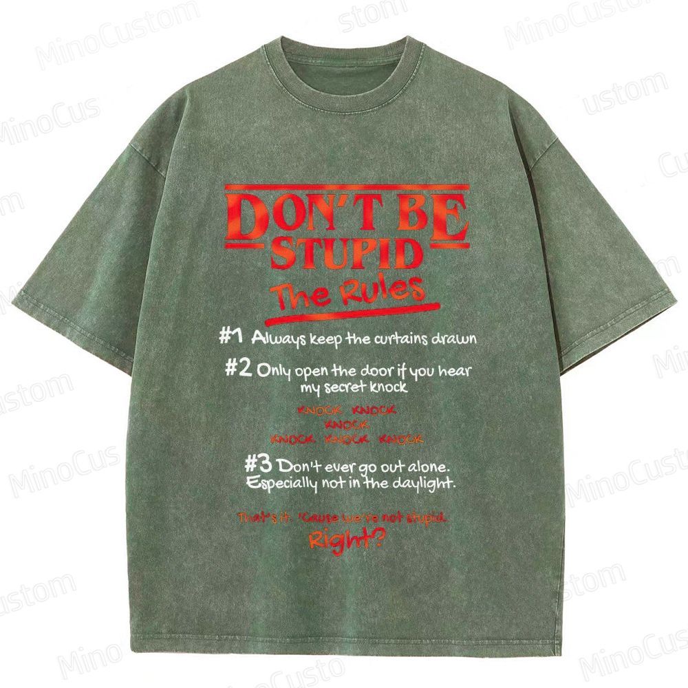 Stranger Things "Don't Be Stupid - The Rules" Graphic Washed T-Shirt