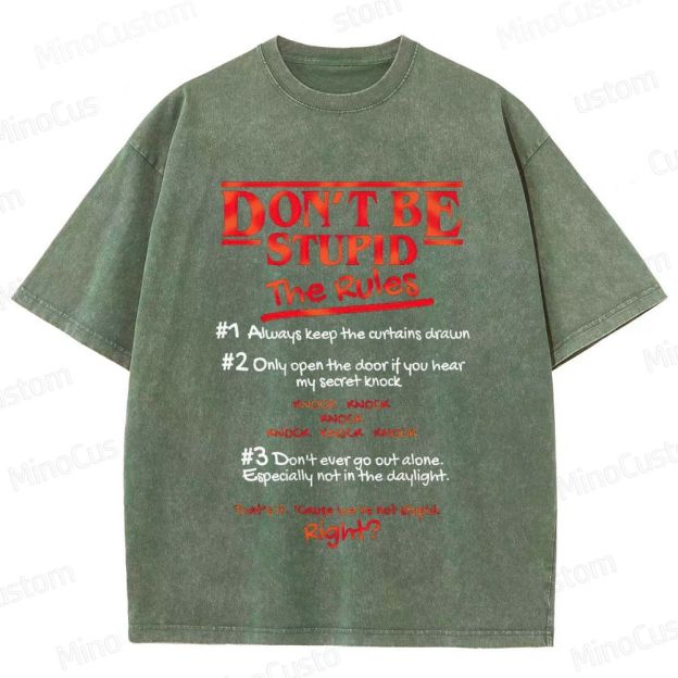 Stranger Things "Don't Be Stupid - The Rules" Graphic Washed T-Shirt