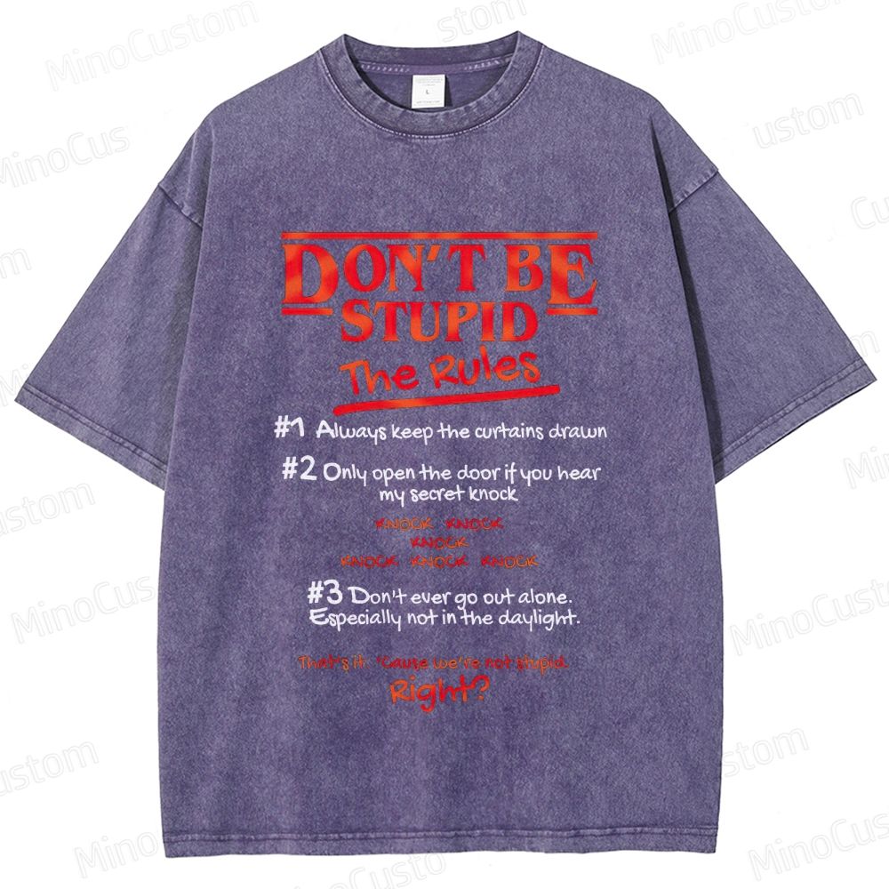 Stranger Things "Don't Be Stupid - The Rules" Graphic Washed T-Shirt