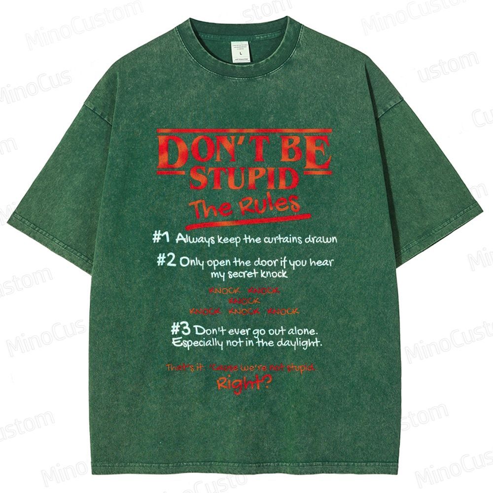 Stranger Things "Don't Be Stupid - The Rules" Graphic Washed T-Shirt