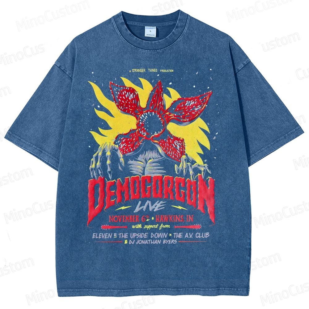Stranger Things - Demogorgon Poster Batik  Washed T-Shirt 