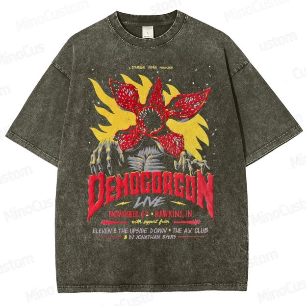 Stranger Things - Demogorgon Poster Batik  Washed T-Shirt 