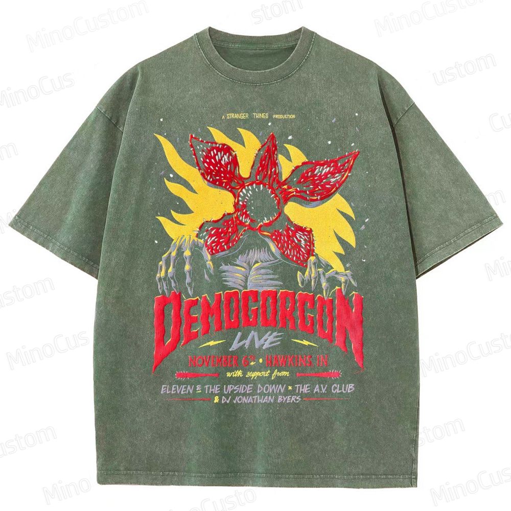 Stranger Things - Demogorgon Poster Batik  Washed T-Shirt 