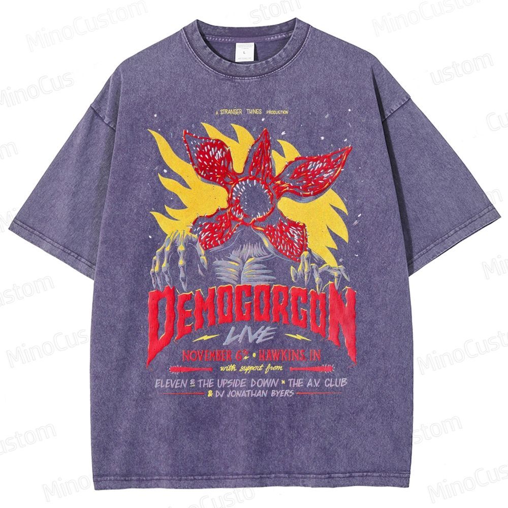 Stranger Things - Demogorgon Poster Batik  Washed T-Shirt 