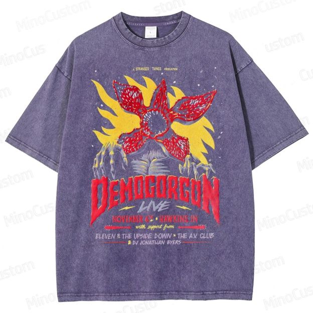 Stranger Things - Demogorgon Poster Batik  Washed T-Shirt 