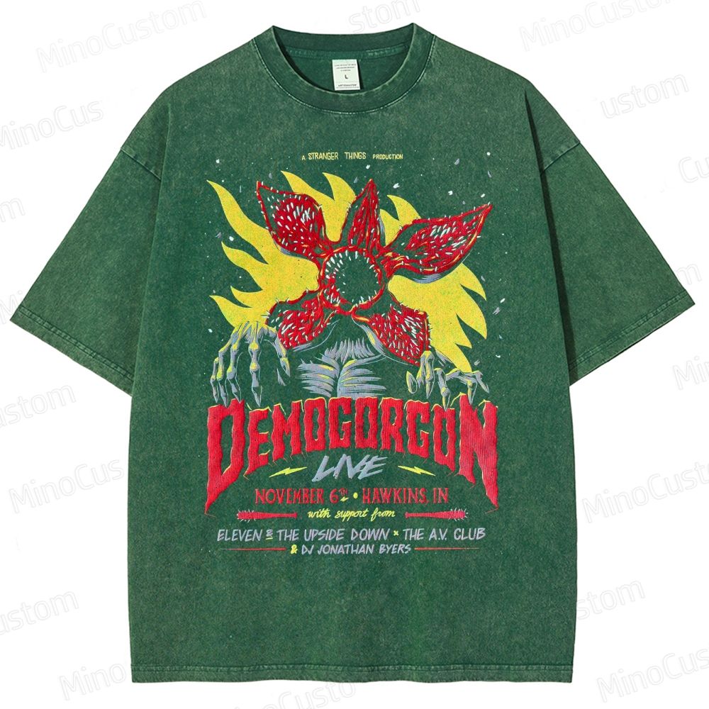 Stranger Things - Demogorgon Poster Batik  Washed T-Shirt 