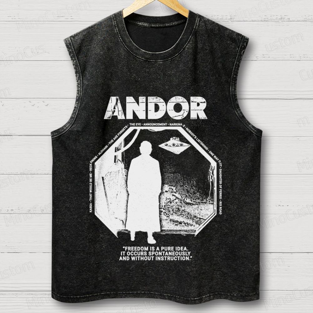 Andor Freedom Quote Washed Tank Top