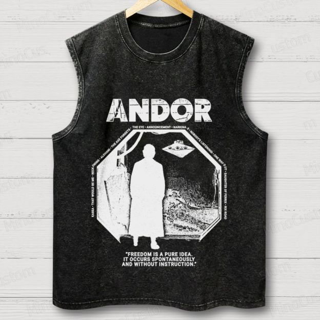 Andor Freedom Quote Washed Tank Top