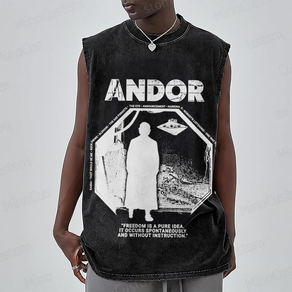 Andor Freedom Quote Washed Tank Top