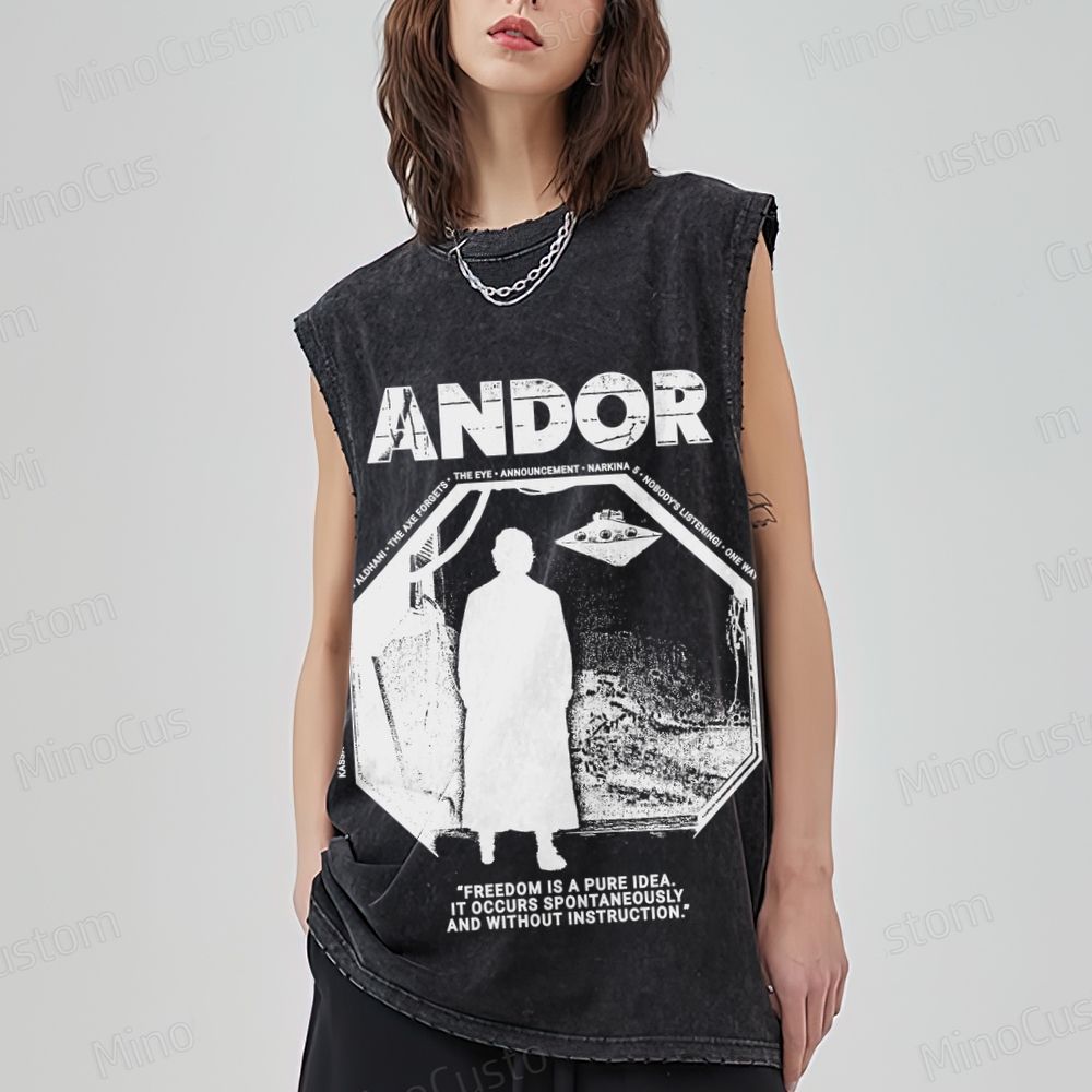 Andor Freedom Quote Washed Tank Top