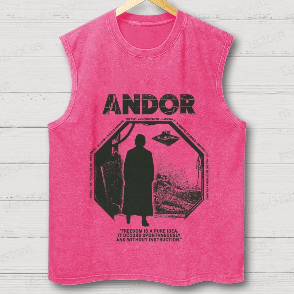 Andor Freedom Quote Washed Tank Top