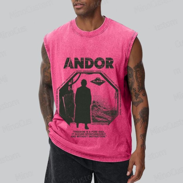 Andor Freedom Quote Washed Tank Top