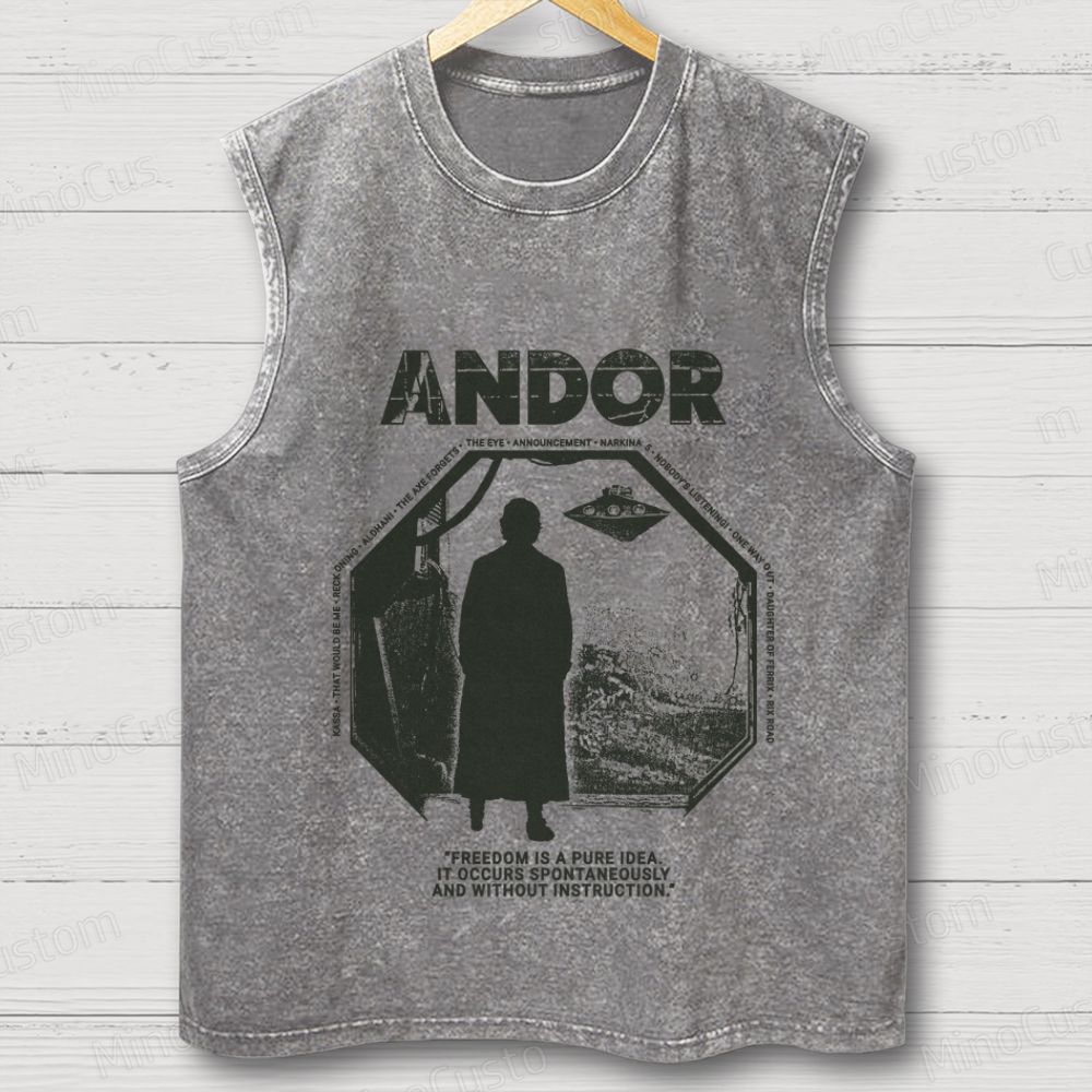 Andor Freedom Quote Washed Tank Top