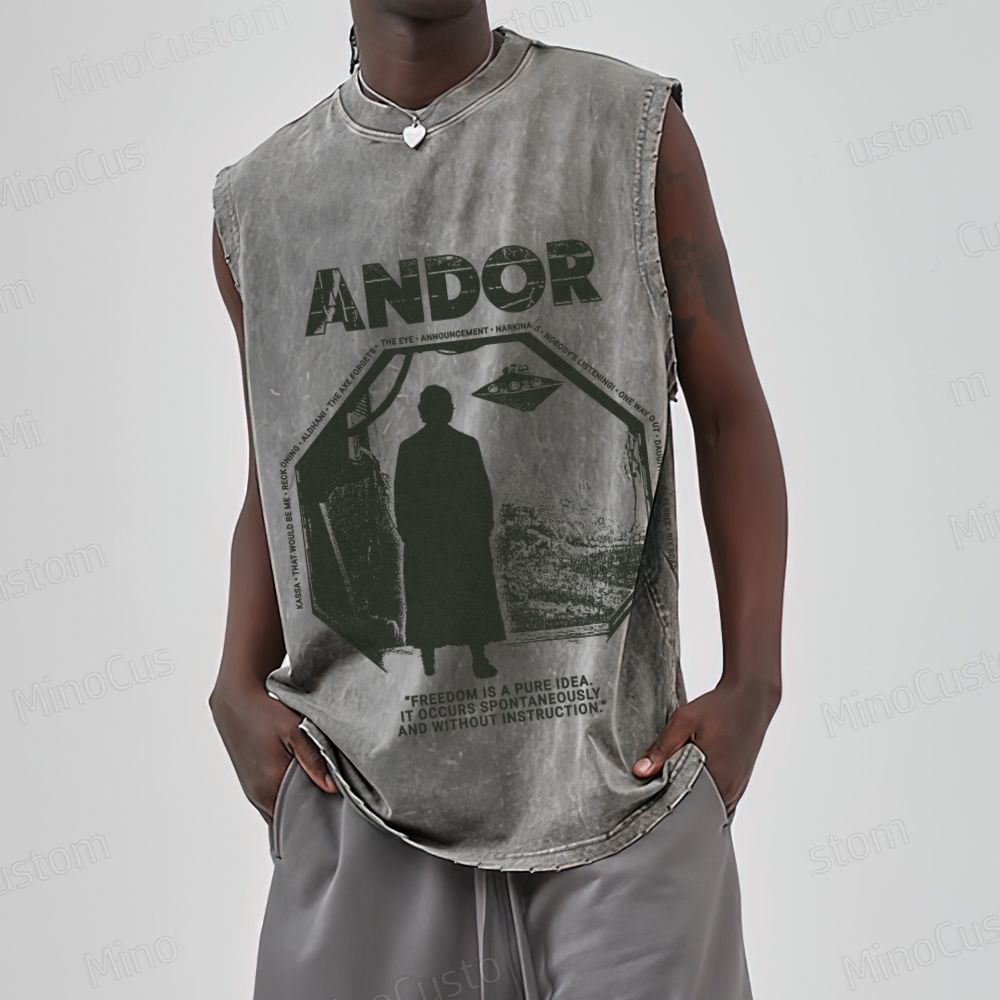 Andor Freedom Quote Washed Tank Top