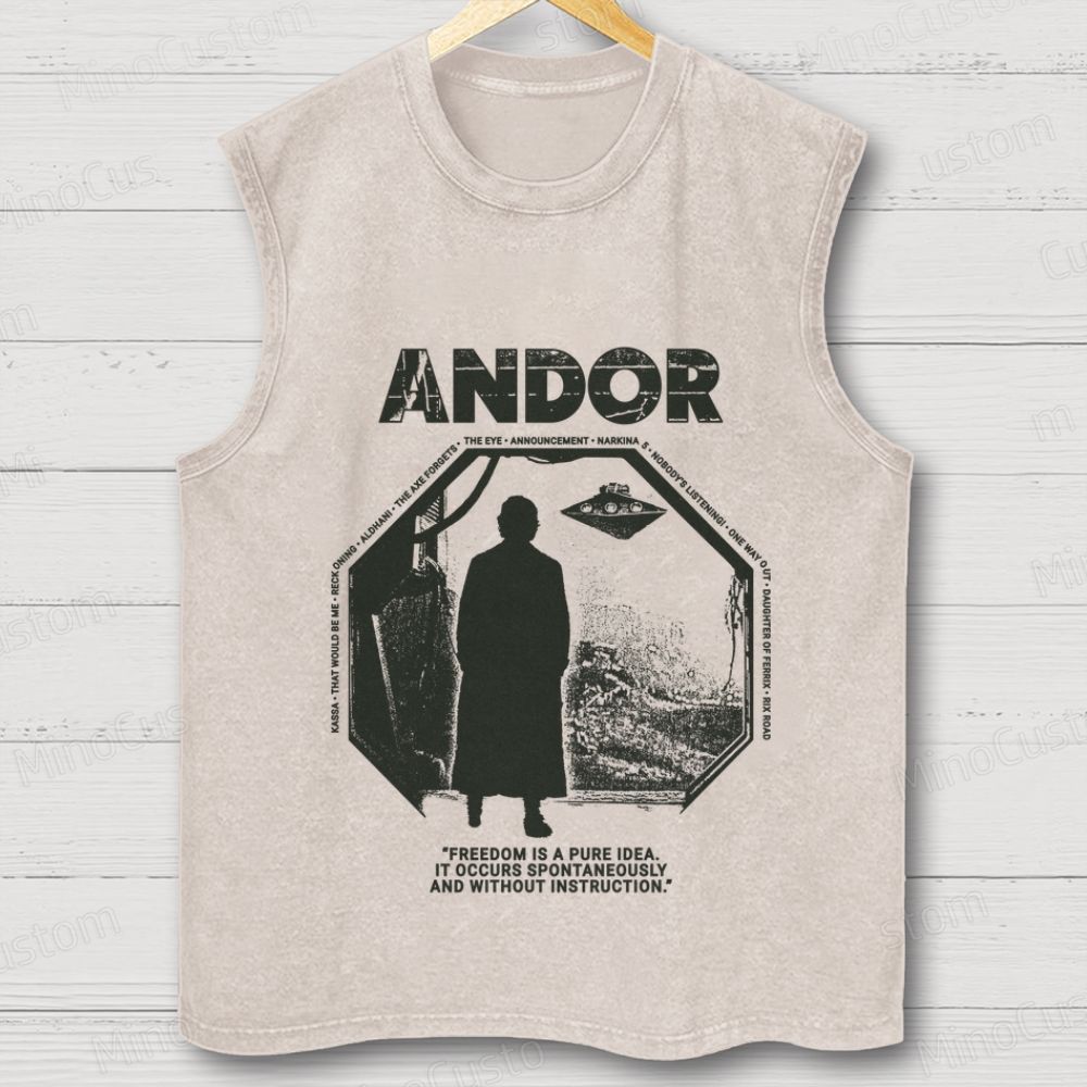 Andor Freedom Quote Washed Tank Top