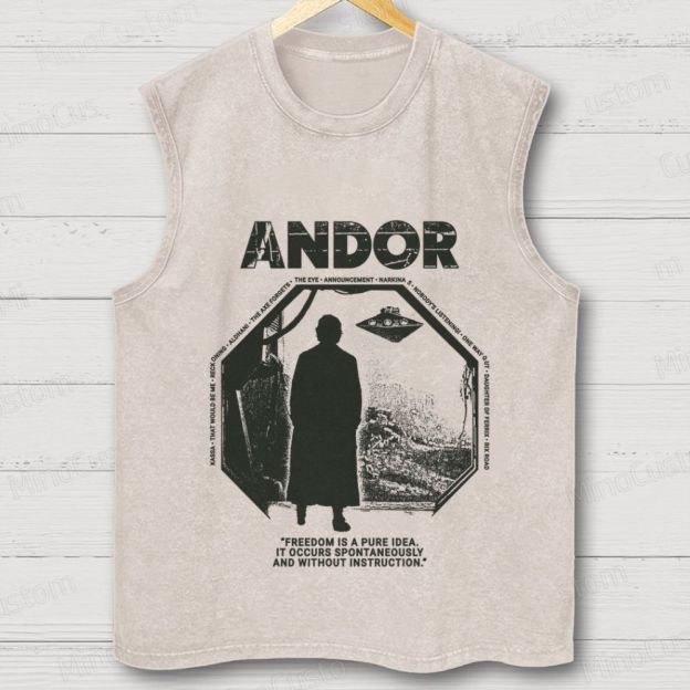Andor Freedom Quote Washed Tank Top