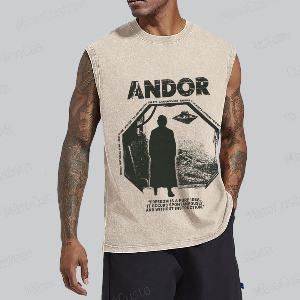 Andor Freedom Quote Washed Tank Top