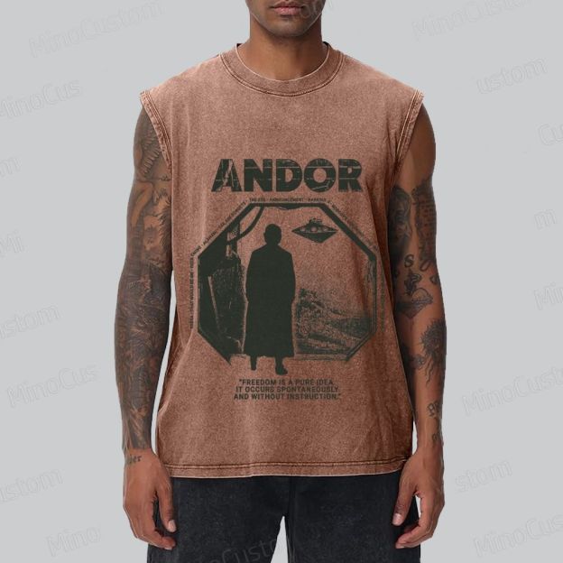 Andor Freedom Quote Washed Tank Top