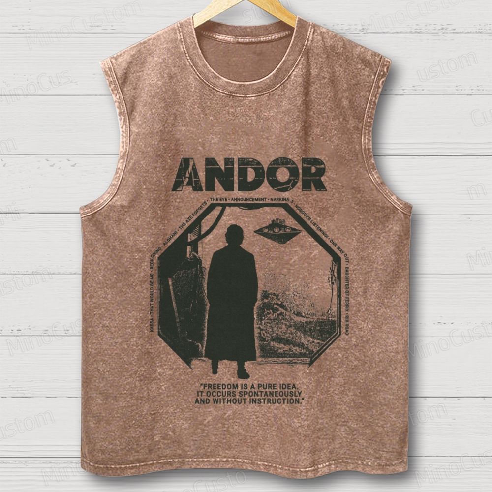 Andor Freedom Quote Washed Tank Top