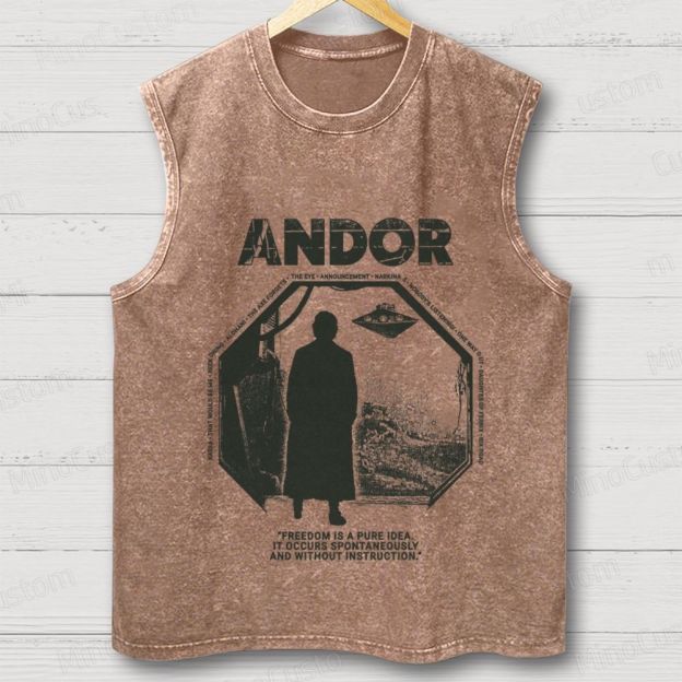 Andor Freedom Quote Washed Tank Top