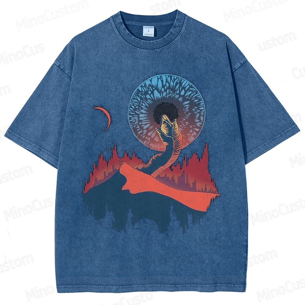 Sci - Fi Creature Mountain Scene Washed T - shirt