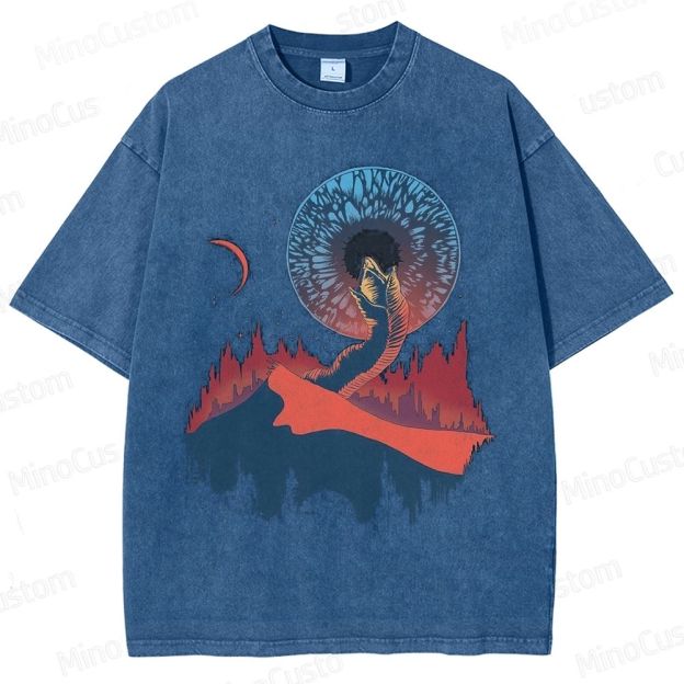 Sci - Fi Creature Mountain Scene Washed T - shirt