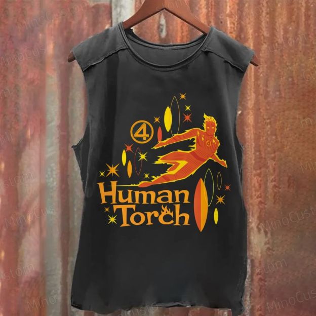 Fantastic Four Human Torch Washed Tank Top
