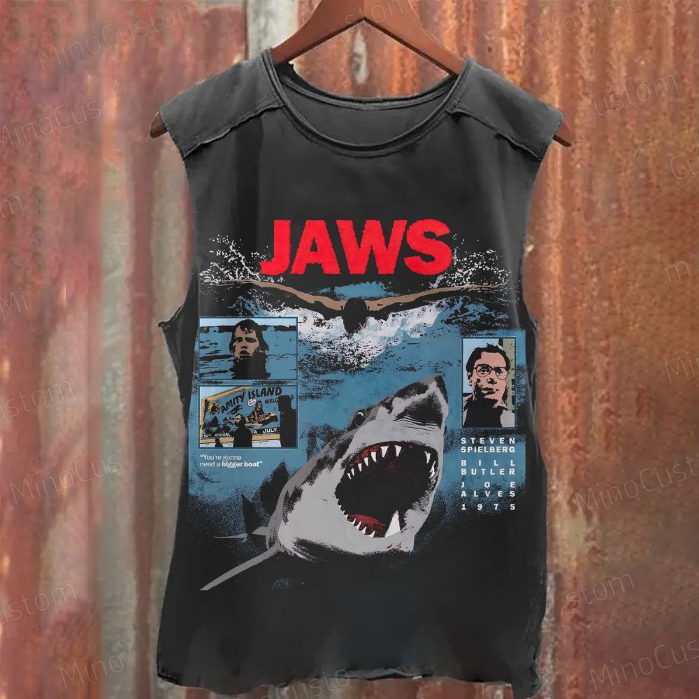 Jaws Movie Vintage Washed Tank Top