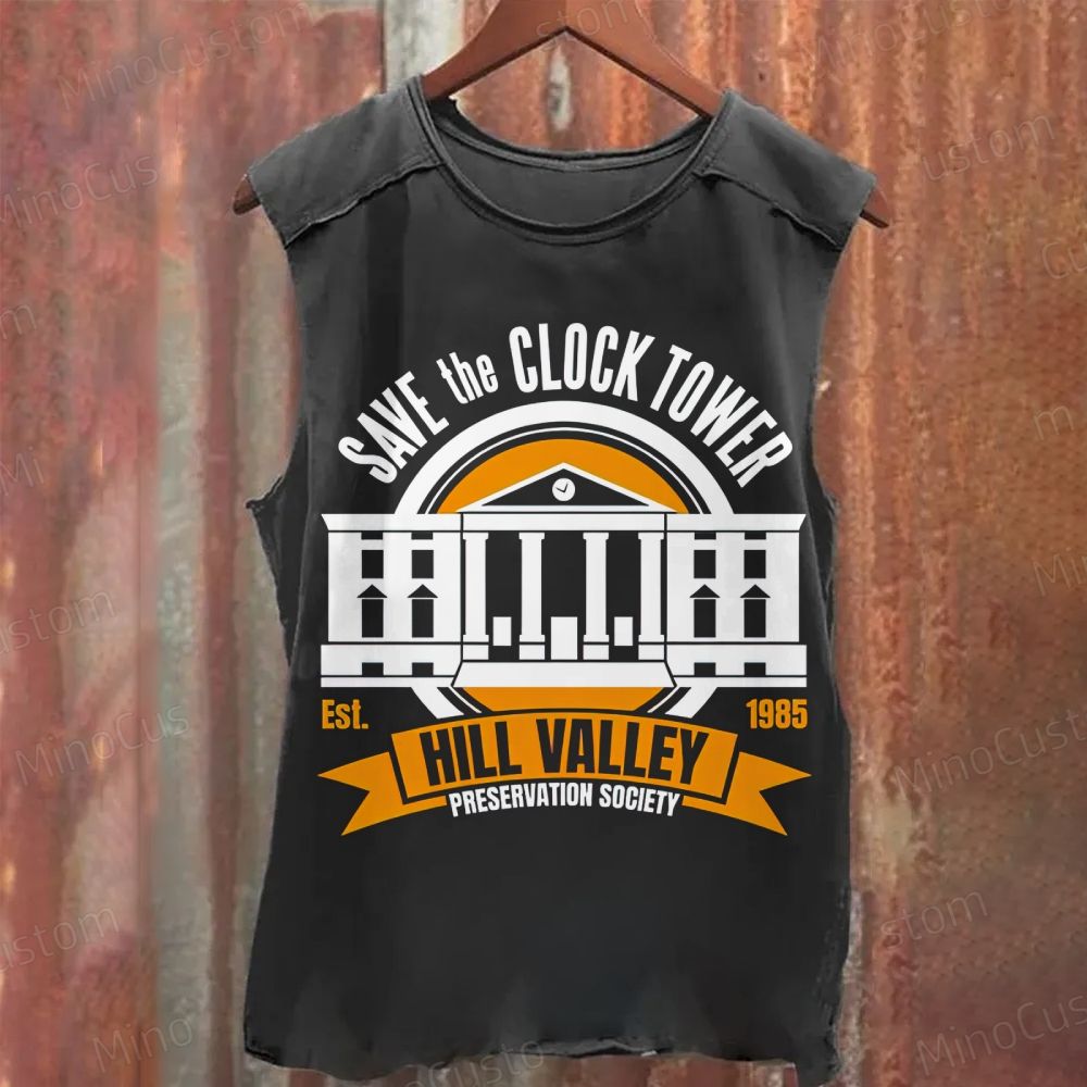 Back to the Future Save the Clock Tower Washed Tank Top
