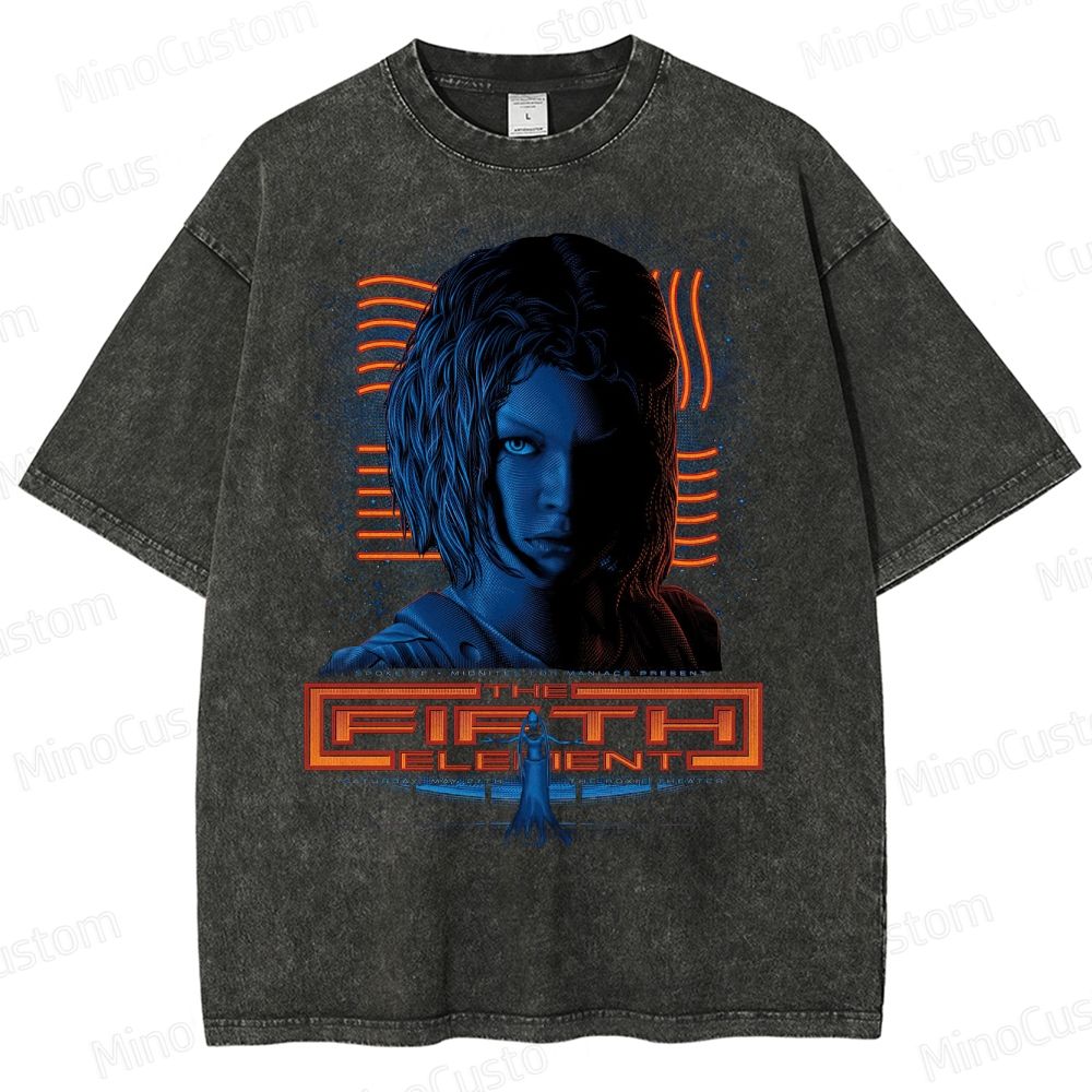 Fifth Element Sci-Fi Poster Washed T-Shirt