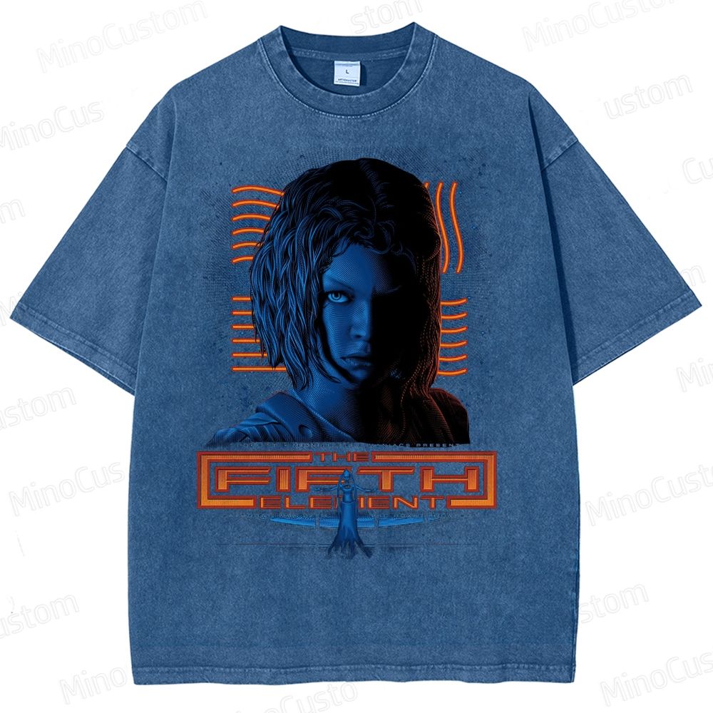 Fifth Element Sci-Fi Poster Washed T-Shirt
