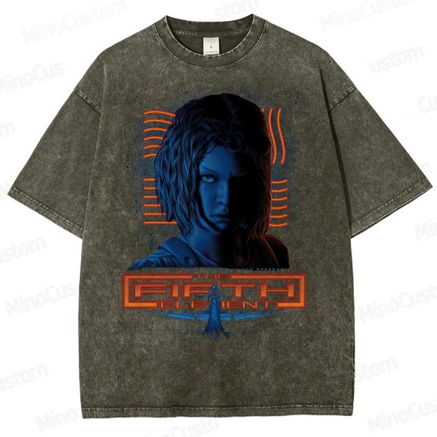 Fifth Element Sci-Fi Poster Washed T-Shirt